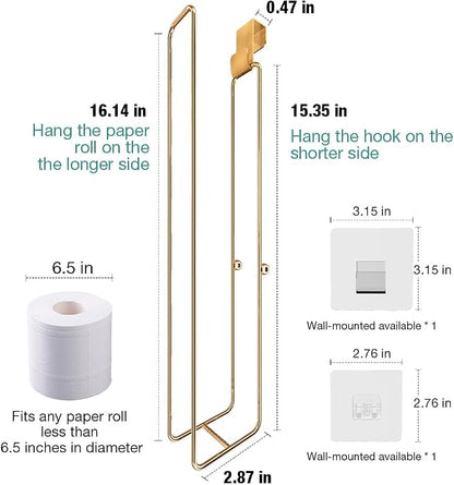 Conworld Toilet Paper Storage Wall Mount, Over The Tank Toilet Tissue Roll Holder Dispenser Reserve for Bathroom Storage and Organization, for 4 Roll Tissue, Gold, 1 Pack