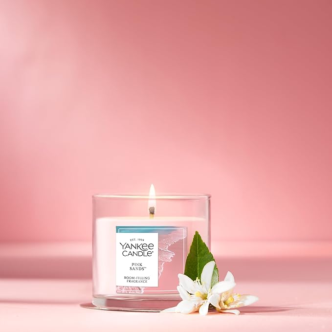 Yankee Candle Small Tumbler Scented Candle with up to 40 Hour Burn Time, Premium Plant Wax Blend for Consistent Burn, 4.3 oz Tumbler Candle with Room Filling Fragrance, Pink Sands