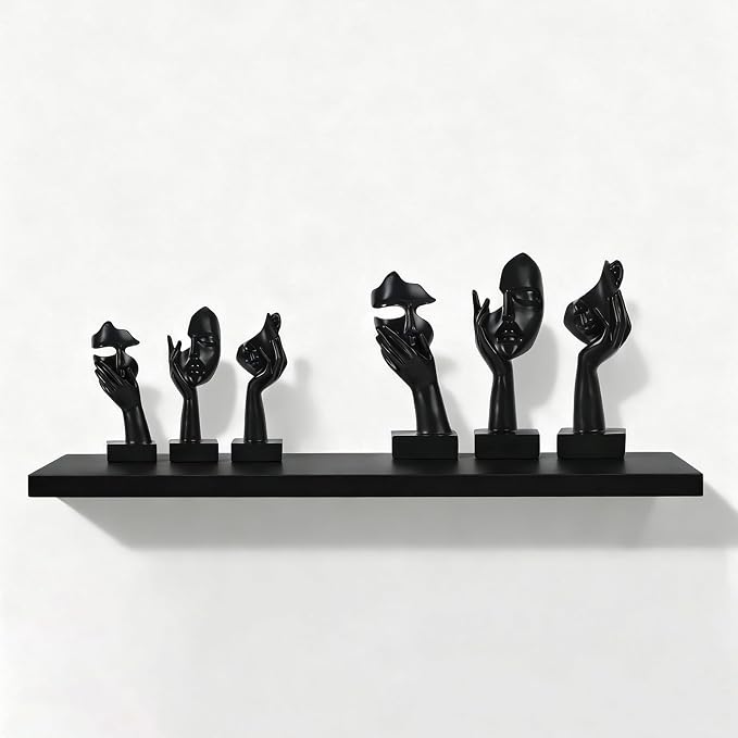 3 Pcs Thinker Large Statue Set - Black Art Abstract Home Accent Figurines for Living Room, Bedroom, Shelves, Office Desktop, Coffee Table Decor, Gift for Women (3 Pcs Black, 9")