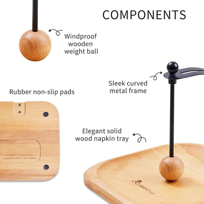 North American Beech Napkin Holder for Table - Nordic Style Wooden Cocktail Napkin Holder Fits 5-7" Napkins - Windproof Dispenser for Kitchen, Coffee Bar, Cocktail Bar (Gift Idea)