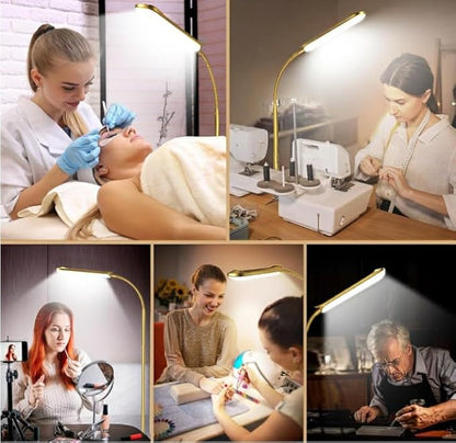 Gold Floor Lamp, 18W 1800LM Bright LED Floor Lamps for Living Room Bedroom, Dimmable Timing Eye Caring Reading Standing Lamp with Remote & Works with Smart Plug