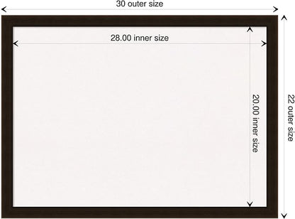 Amanti Art White Cork Board for Wall, 22x30 Vision Board with Brown Wood Frame, Medium Corkboard Office Decor for Home Organization, Rustic Farmhouse Corkboard Pinboard to display items for home