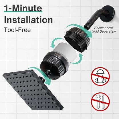 Cobbe High Pressure Filtered Shower Head Combo, Rain Shower Head with 20 Stage Shower Head Filter for Hard Water - Adjustable Replacement Remove Chlorine and Harmful Substances, ORB