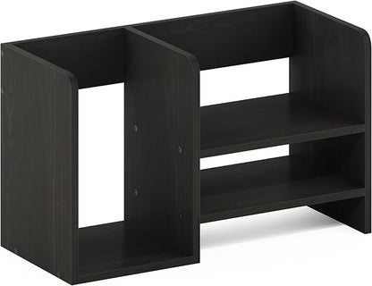 Furinno Hermite Desk Organizers, Office Organization with Accessories and Vertical File Holder, Desktop Book Shelf, for Office Supplies, Desk Accessories, for Study Room, Dorm, Black Espresso