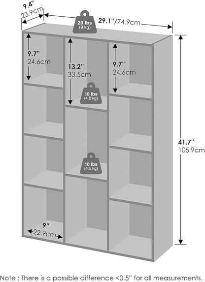 Furinno Reed Closet Organizers and Storage, 11-Cube Closet Organizer, Open Shelf Closet Storage, for Wardrobe, Bedroom, Living Room, Blackwood
