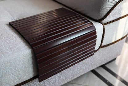 GEHE Sofa Arm Tray Table Flexible/Foldable Couch Arm Tray Armrest Table Perfect for Drink Snacks Great Arm Table for Couch Armrest (16.5" L x 13.25" W x 0.4" H, Mahogany)