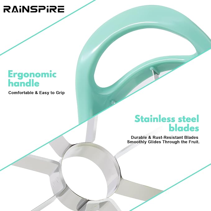 Rainspire Apple Cutter 8 Slices, 8 Blade Apple Slicer and Corer, Apple Corer Tool with Stainless Steel Blades, Super Sharp Fruit Cutter Fruit Slicer, Mint Green