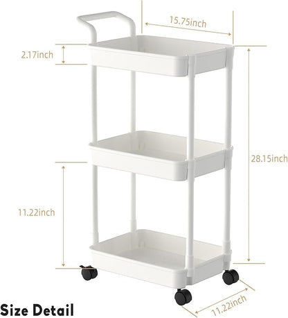 Volnamal Baby Diaper Caddy, Plastic Movable Cart for Newborn Nursery Essentials Diaper Storage Organizer for Changing Table & Crib, Easy to Assemble, Baby Registry, Off-White