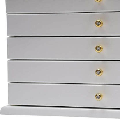 6-layer White Jewelry Box Organizer, Exquisitely Lucky Four Leaf Clover Wooden Jewelry Storage Organizer Great Ideal for Earring, Ring, Necklace, Bracelets,Christmas Gifts