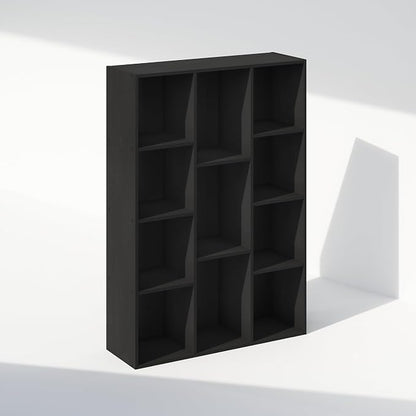 Furinno Reed Closet Organizers and Storage, 11-Cube Closet Organizer, Open Shelf Closet Storage, for Wardrobe, Bedroom, Living Room, Blackwood