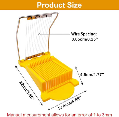 Egg Slicer for Hard Boiled Eggs, Food Slicer with 14 Stainless Steel Wires, Heavy Duty Hard Boiled Egg Cutter, Spam Slicer for Soft Fruit Strawberry Luncheon Meat Home Use (1Pcs, Yellow)
