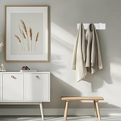 Bntuk Coat Rack Wall Mount - 3 Coat Hooks, Towel Racks for Bathroom Robes Bags Keys, Hat Rack Wall Towel Hooks Organizer (White)
