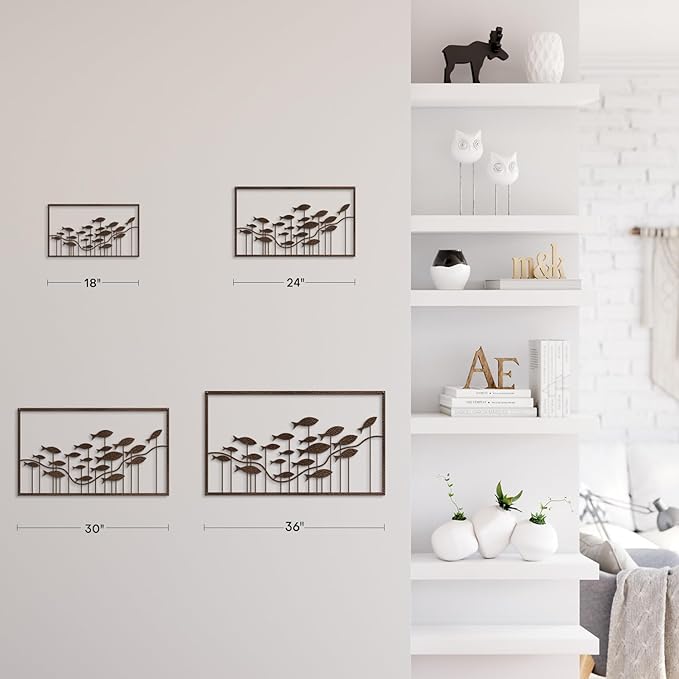 SIGNLEADER Metal Wall Decor Ocean Flowing School of Fish Minimalist Modern Abstract Wall Sculpture Hangings Home Decoration for Living Room, Bedroom, Bathroom, Kitchen, Outdoor - 36" Bronze