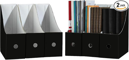 Limitliho Magazine Holde, Magazine File Holder for Home, Office, Desk, 10.6'' H×10.2'' L ×3.5''W Magazine Storage Box (Black, 6 Pack)