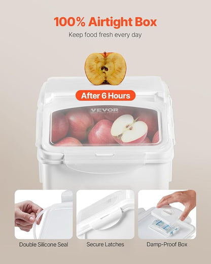 VEVOR Rice Storage Container, 4.5Gallon/20L Capacity Large Dog Food Dispenser Bin, Kitchen Ingredient Grain Cereal Flour Bin, Pet food Containers with Wheels, Measuring Cup, Airtight Lid, 1 Pack