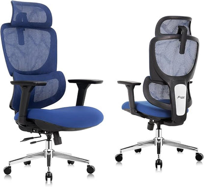 Ergonomic Office Chair Heavy Duty 1600lbs, High Back Desk Chair with 4D Armrests, Dual Back Support, Big & Tall Computer Chair, Sliding Seat, Adjustable Headrest & Lumbar, 135° Reclining (Navy)