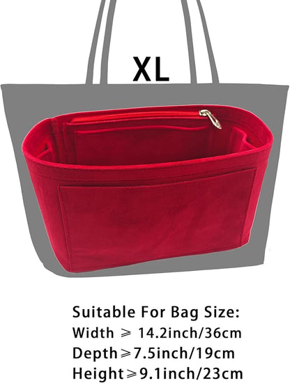 Purse Organizer Insert, Suede Bag Organizer Handbag Tote Shaper, Suede Material, Soft and Non Damaging Bag (Beige, X-Large)