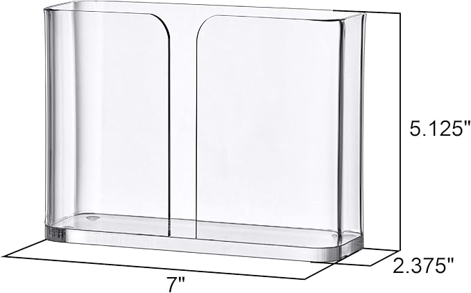 Amazing Abby Acrylic Luncheon Napkin Holder (6.5"x6.5"), Plastic Napkin Dispenser with Non-Slip Pads, Clear Napkin Stand, Great for Kitchen Counter, Dining Table, Bathroom Vanity, and More