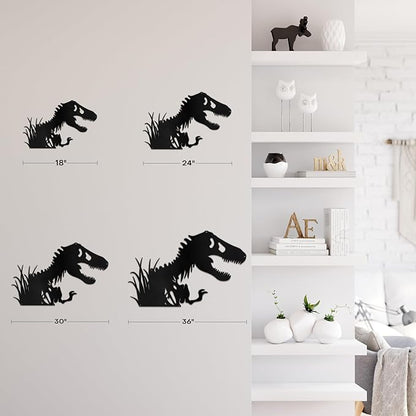 SIGNLEADER Metal Wall Art Decor T-Rex Breaking Out Minimalist Modern Abstract Wall Sculpture Hangings Home Decoration for Living Room, Bedroom, Bathroom, Kitchen, Outdoor - 30" Black