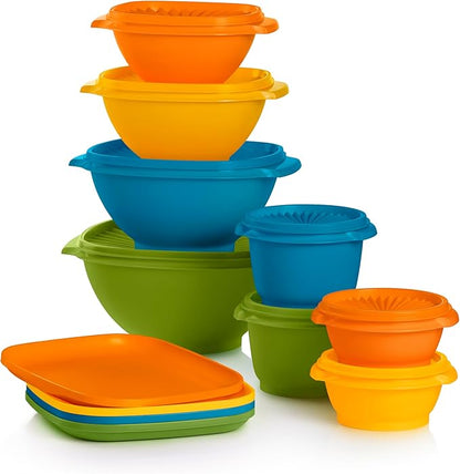 Tupperware Heritage Retro Collection, Bowls & Plates Food Storage Container Set in Retro Colors, Dishwasher Safe and BPA Free