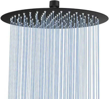 NearMoon Rain Shower Head, Ultra-Thin Design-Pressure Boosting, Awesome Some Experience, High Flow Stainless Steel Rainfall Head (12 Inch, Matte Black)