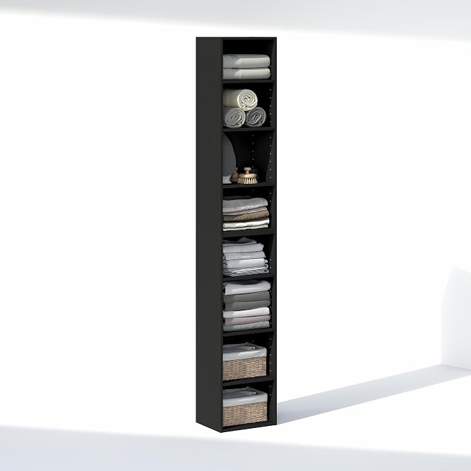 Furinno PASIR 8-Tier Closet Organizers and Storage, Open Shelf, Storage Organizer, 12-Inch Width, for Closet, Bedroom, Blackwood