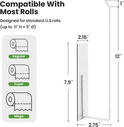 Magnetic Paper Towel Holder for Fridge, Toilet Paper Roll Holder Magnetic Paper Towel Rack Wall Mount Fridge Organizer for Papers Towels Roll Bathroom Toilet Garage RV Decor Kitchen Organization White