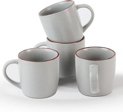 famiware Mercury Coffee Mugs 13 oz, Coffee Mugs Set of 4 with Handle, Cups for Latte, Hot Tea, Cappuccino, Mocha, Cocoa, Light Grey