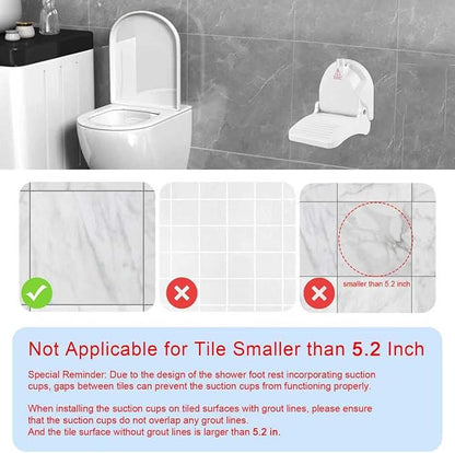 Foldable Shower Foot Rest with Suction Cup for Shaving Legs，Anti-Slip Shower Pedal with No Drilling Suction Cup for Pregnant Woman & Back Pain Sufferers- Reduce Body Strain & Bending Over