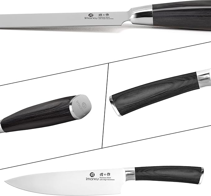 imarku Chef Knife - Pro Kitchen Knife 8 Inch Chef's Knives Japanese SUS440A Stainless Steel Sharp Paring Knife with Ergonomic Handle, Black Handle, Father's Day and Thanksgiving Gifts