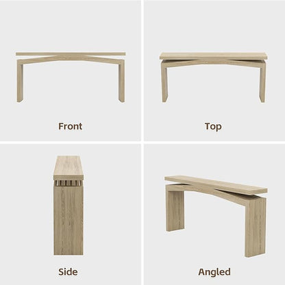 63-Inch Console Table Behind Sofa Rustic, Long Foyer Tables for Entryway Narrow, Modern Farmhouse Couch Table Wood for Hallway, Living Room, Home, Entrance, Light Tan Wood