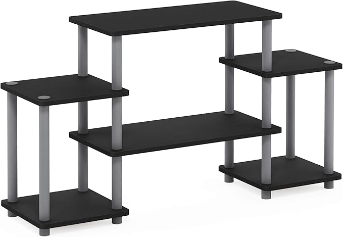 Furinno Turn-N-Tube No Tools Entertainment TV Stands, Black/Grey