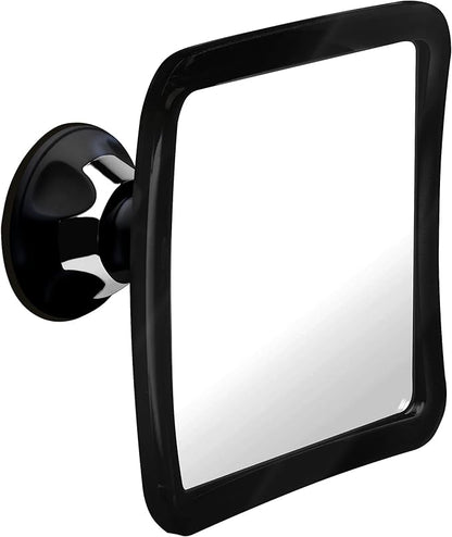MIRRORVANA Fogless Shower Mirror for Shaving with Upgraded Suction, Anti Fog Shatterproof Surface and 360° Swivel, 1X Magnifying, 6.3 x 6.3 Inch (Black)