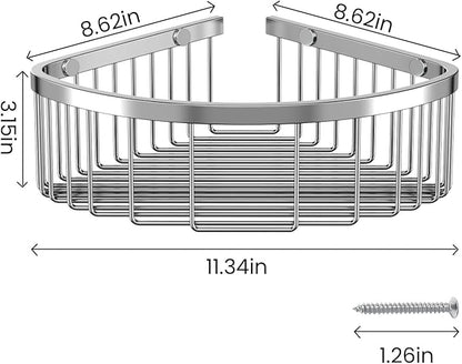 Shower Basket Brushed Stainless Shower Corner Shelf, 304 Caddy Stainless Steel Rustproof, Organizer Wall Mounted Basket(Includes Screws)