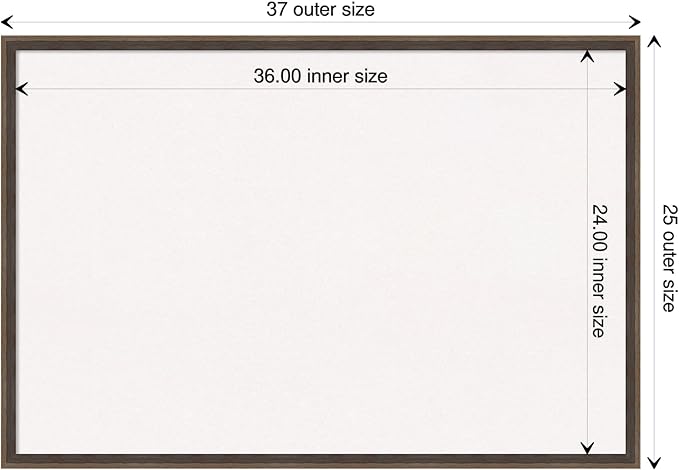 Amanti Art White Cork Board for Wall, 25x37 Vision Board with Brown Wood Frame, Large Corkboard Office Decor for Home Organization, Modern Contemporary Corkboard Pinboard to display items for home