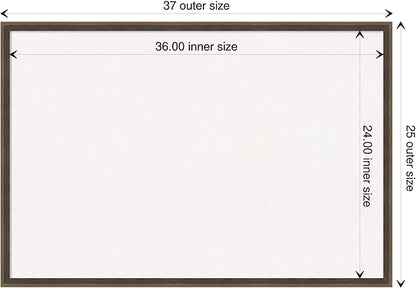 Amanti Art White Cork Board for Wall, 25x37 Vision Board with Brown Wood Frame, Large Corkboard Office Decor for Home Organization, Modern Contemporary Corkboard Pinboard to display items for home