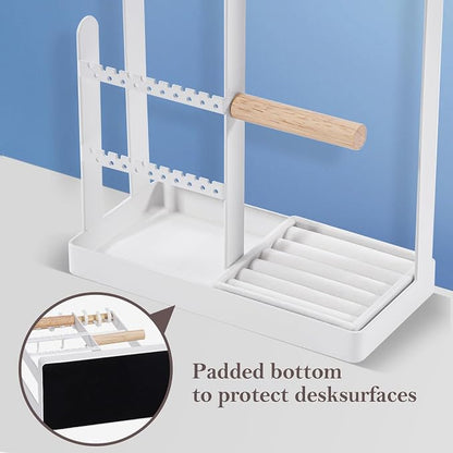 ProCase Jewelry Organizer Jewelry Stand Jewelry Holder Organizer, 4-Tier Necklace Organizer with Ring Tray, Large Aesthetic Jewelry Tower Storage Rack Tree for Bracelets Earrings Rings -Large, White