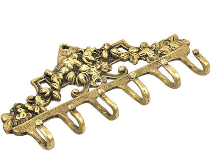 IndianShelf Gold Vintage Wall Hooks for Keys- Boho Key Holder Wall Mount - Coat Rack - Victorian Brass Coat Hooks- Decorative Key Hanger - Antique Shabby Chic Hat Rack- Towel Hooks for Bathrooms