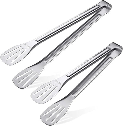Kitchen tongs crafted from 304 stainless steel, effortlessly cleanable and food-grade safe. Ideal for cooking, salad preparation, barbecuing, frying and more. A splendid kitchen gift set (24cm + 29cm)