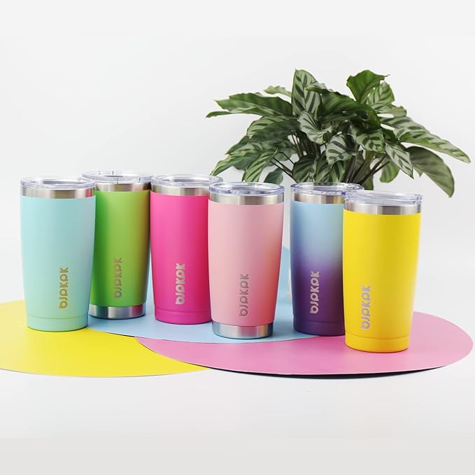 BJPKPK Insulated Stainless Steel Tumbler, Coffee Cup with Lid and Straw, Double Wall Vacuum Travel Mug, Powder Coated Leakproof Tumbler Cup,Lavender Green