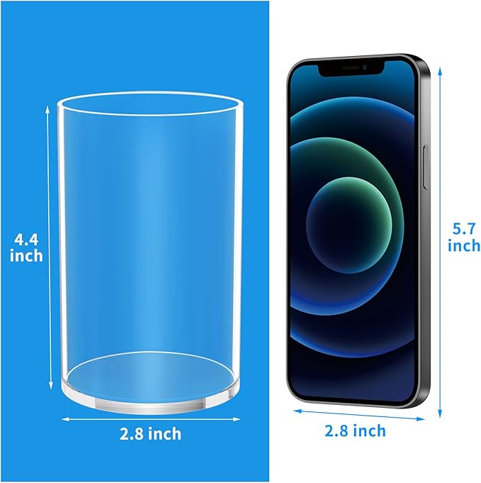 NIUBEE Clear Acrylic Pen Holder for Desk, Round Acrylic Pencil Cup Holder Makeup Brush Organizer, Desk Organizer for Office Desk Accessory - 4 Pack