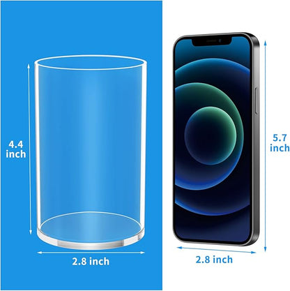 NIUBEE Clear Acrylic Pen Holder for Desk, Round Acrylic Pencil Cup Holder Makeup Brush Organizer, Desk Organizer for Office Desk Accessory - 4 Pack