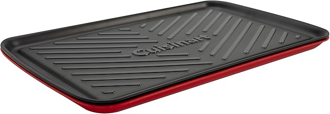 Cuisinart Grilling Prep & Serve Trays, 17x10.5 inch BBQ Tray Safe for Food Handling, 2 Dishwasher Safe Nesting Trays Black & Red, Perfect Grilling Accessories for Cooked & Raw Meat, Fits 6 Burgers