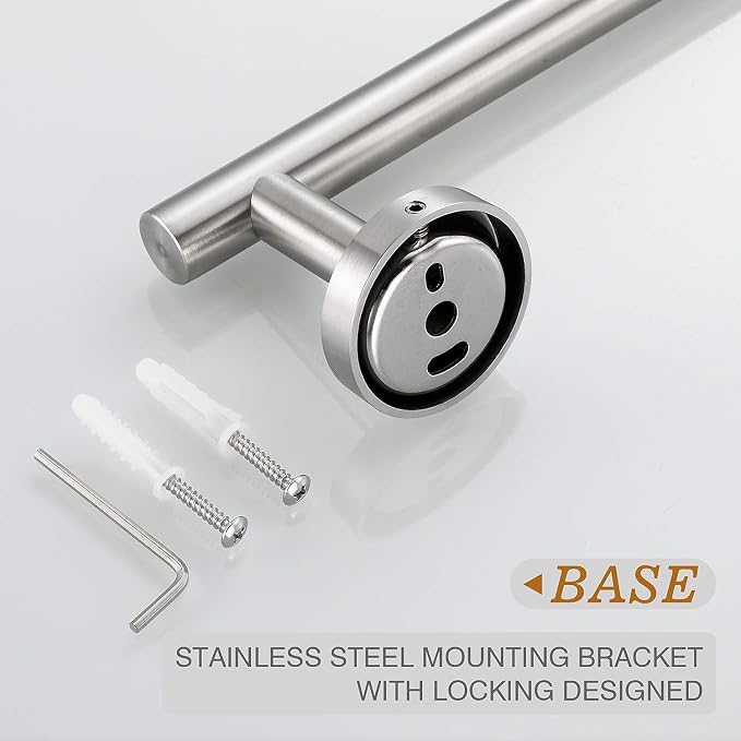 USHOWER Brushed Nickel Bath Towel Bar, 30-Inch Towel Rack for Bathroom Wall Mounted, Thicken SUS304 Stainless Steel Towel Rod (Total Length 32-Inch)