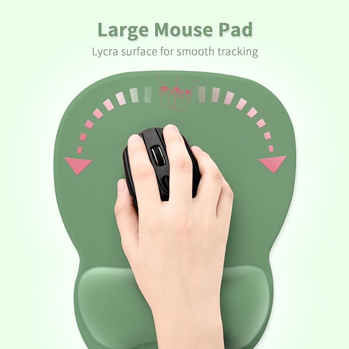 EooCoo Ergonomic Mouse Pad with Wrist Support, Mousepad with Memory Foam Wrist Rest and Non-Slip Base for Computer, Cafe, Home & Office, 9.64 x 8.26 in Office Desk Accessories