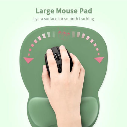 EooCoo Ergonomic Mouse Pad with Wrist Support, Mousepad with Memory Foam Wrist Rest and Non-Slip Base for Computer, Cafe, Home & Office, 9.64 x 8.26 in Office Desk Accessories