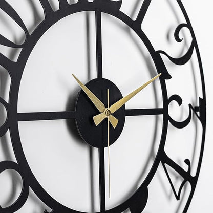 muyika Large Metal Wall Clock | 20 inch Size Silent Battery Operated Large Size Analog Black Wall Clocks | Modern Wall Decor for Living Room Bedroom Kitchen Home Office