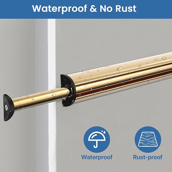 Valet Rod 14-Inch，Tenovel Pull-Out Closet Clothes Rust-Free Closet Hanging Clothes Hat Rack Rod (Mounting Screws Included)-Bright Gold
