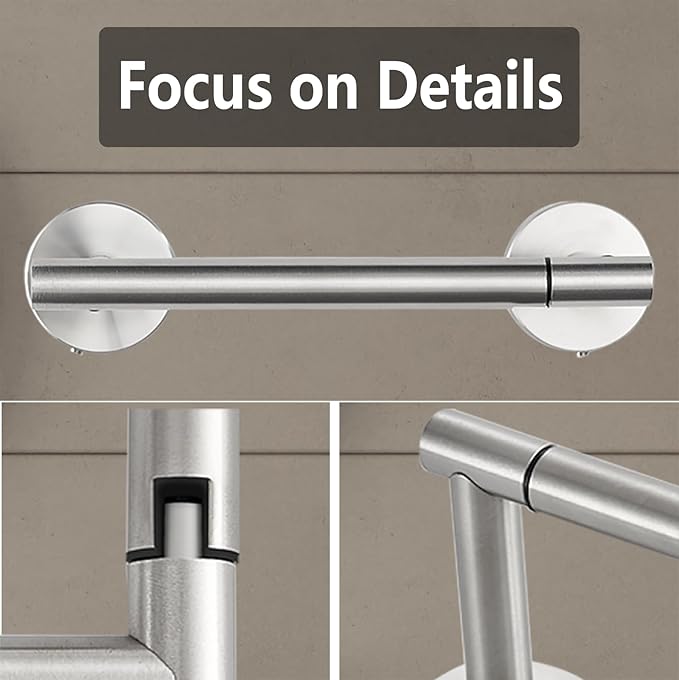 Toilet Paper Holder, Double Post Pivoting Design, Stainless Steel Rustproof Bathroom Tissue Holder, Wall Mount Fits Mega Rolls, for Home, RV, Commercial Bathroom Brushed Nickel