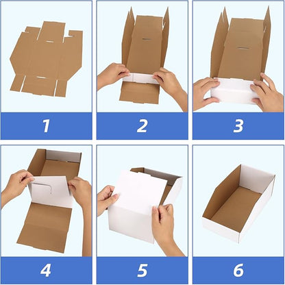 ZBEIVAN Cardboard Storage Bins Boxes 30 Packs, Easy Assembly Pantry Organizer Bins for Shelf, White (12x4x4.5, 12x6x4.5, 12x8x4.5 Inches)